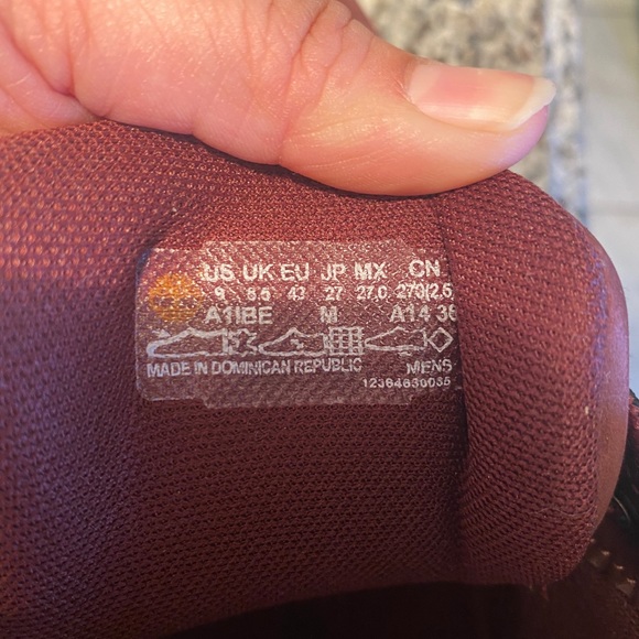 Burgundy Mens Timberland Boots (Size 9)